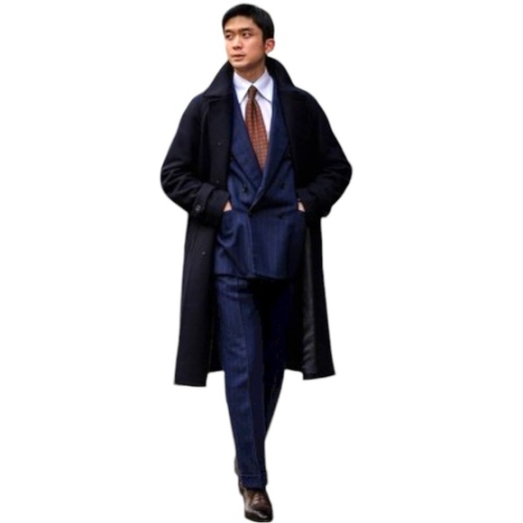 WOOL & CASHMERE Longline Black Double-breasted Top Coat Lined Black Size 36R EUC - Picture 16 of 16